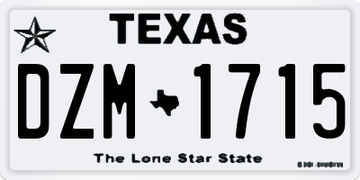 TX license plate DZM1715