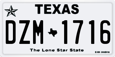 TX license plate DZM1716