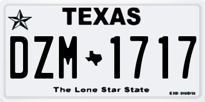 TX license plate DZM1717