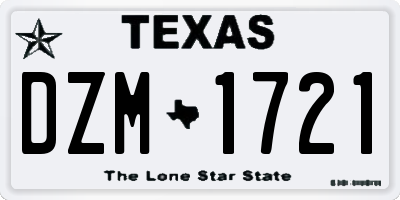 TX license plate DZM1721