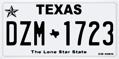 TX license plate DZM1723
