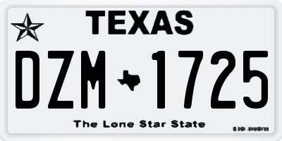 TX license plate DZM1725
