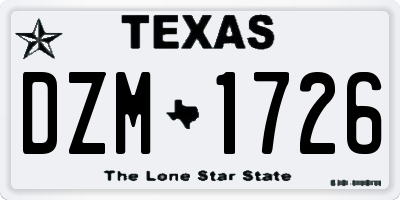 TX license plate DZM1726