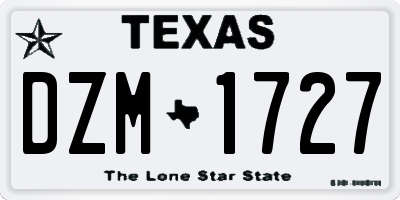 TX license plate DZM1727