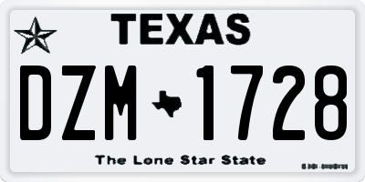 TX license plate DZM1728