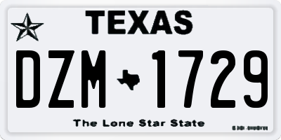 TX license plate DZM1729