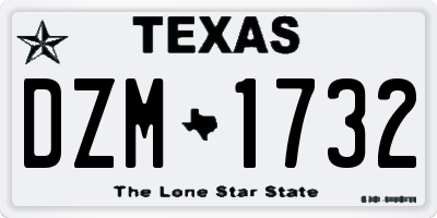 TX license plate DZM1732