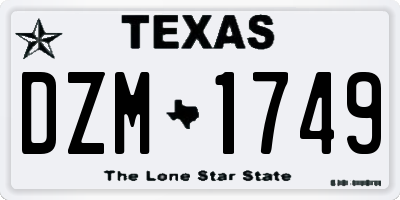 TX license plate DZM1749