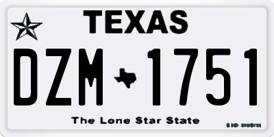 TX license plate DZM1751