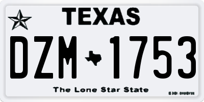 TX license plate DZM1753