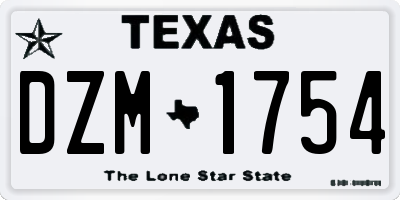 TX license plate DZM1754