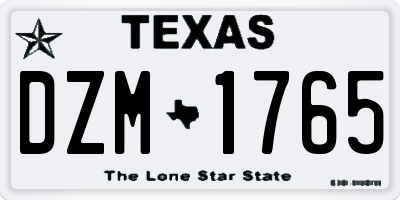 TX license plate DZM1765