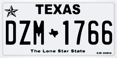 TX license plate DZM1766