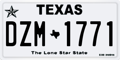 TX license plate DZM1771