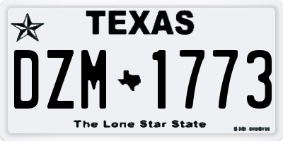 TX license plate DZM1773