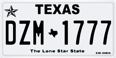 TX license plate DZM1777