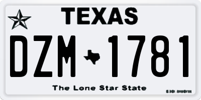 TX license plate DZM1781
