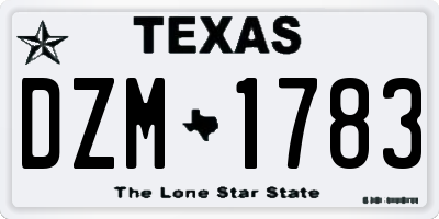 TX license plate DZM1783