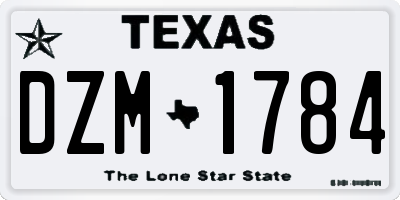 TX license plate DZM1784