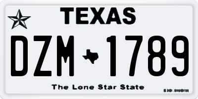 TX license plate DZM1789