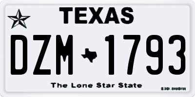 TX license plate DZM1793