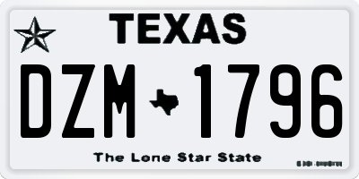 TX license plate DZM1796