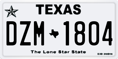 TX license plate DZM1804