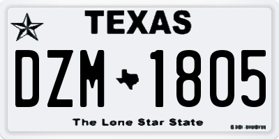 TX license plate DZM1805