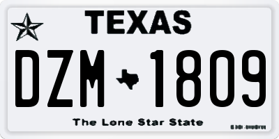 TX license plate DZM1809