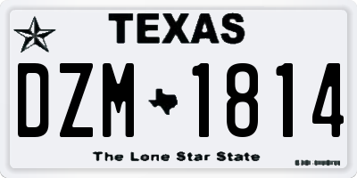 TX license plate DZM1814