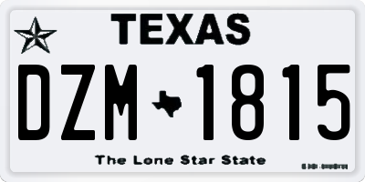 TX license plate DZM1815