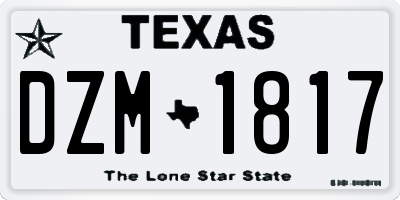 TX license plate DZM1817