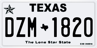 TX license plate DZM1820