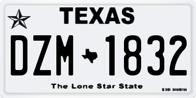 TX license plate DZM1832