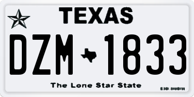 TX license plate DZM1833