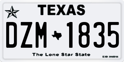 TX license plate DZM1835