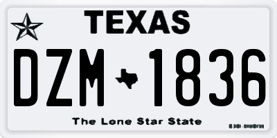 TX license plate DZM1836