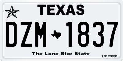 TX license plate DZM1837