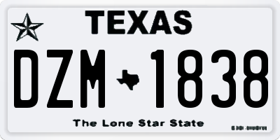 TX license plate DZM1838