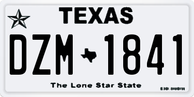 TX license plate DZM1841