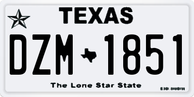 TX license plate DZM1851