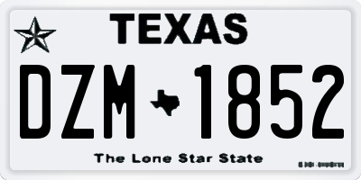TX license plate DZM1852