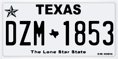 TX license plate DZM1853