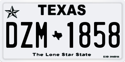 TX license plate DZM1858