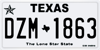 TX license plate DZM1863
