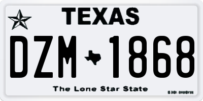 TX license plate DZM1868