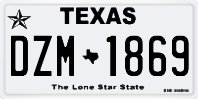 TX license plate DZM1869