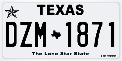 TX license plate DZM1871