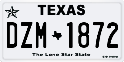 TX license plate DZM1872