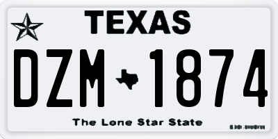 TX license plate DZM1874